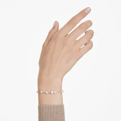Constella bracelet, Crystal pearl, Round cuts, White, Rhodium plated by SWAROVSKI