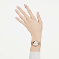 Imber oval watch, Swiss Made, Metal bracelet, Gold tone, Rose gold-tone finish by SWAROVSKI