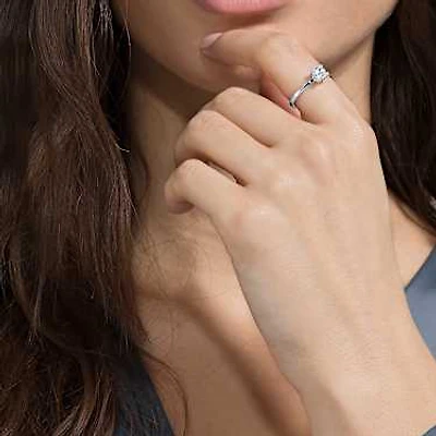 Attract ring, Square cut, White, Rhodium plated by SWAROVSKI
