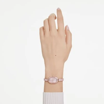 Dextera bangle watch, Swiss Made, Pink, Rose gold-tone plated by SWAROVSKI