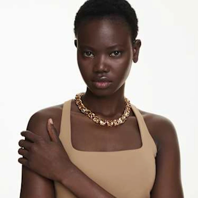 Millenia necklace, Octagon cut, Gold-tone plated by SWAROVSKI