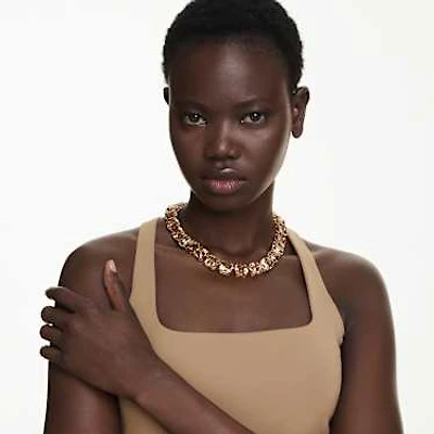 Millenia necklace, Octagon cut, Gold-tone plated by SWAROVSKI