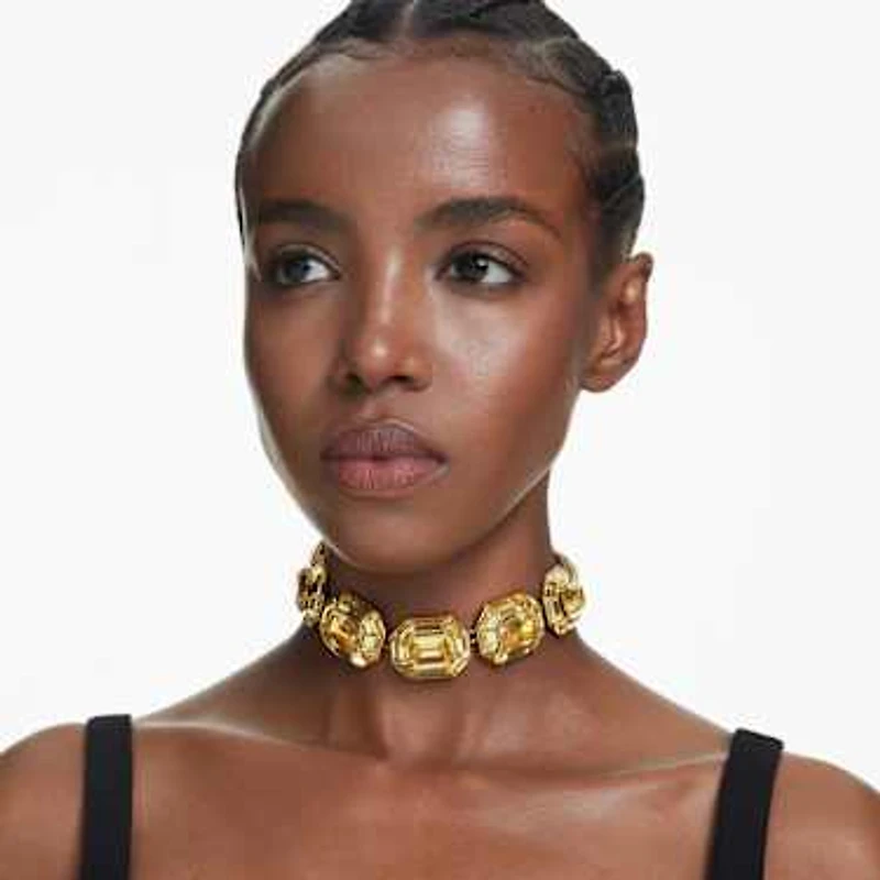 Lucent Choker, Octagon shape, Yellow, Gold-tone plated by SWAROVSKI