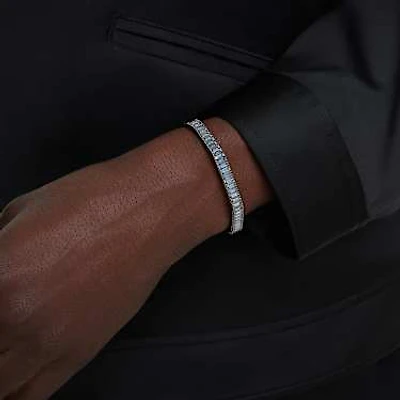 Matrix bangle, Baguette cut, Octagon shape, Grey, Ruthenium plated by SWAROVSKI