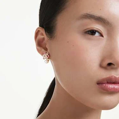 Idyllia earring jackets, Crystal pearl, Mixed cuts, Flower, Multicoloured, Rose gold-tone plated by SWAROVSKI
