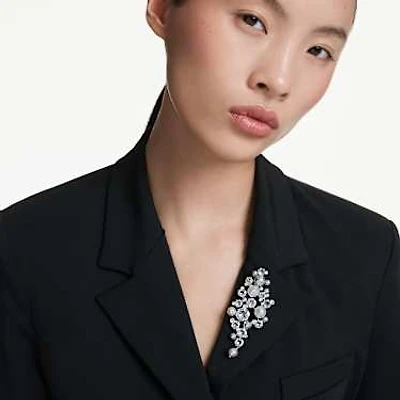 Constella brooch, Crystal pearl, Round cut, White, Rhodium plated by SWAROVSKI