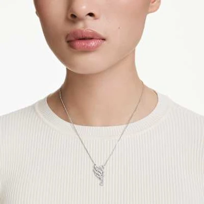 Swan pendant, Swan, White, Rhodium plated by SWAROVSKI