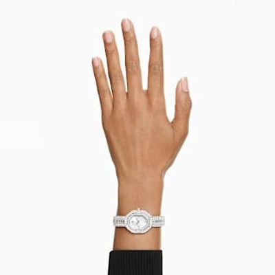 Matrix octagon watch, Baguette cut, Metal bracelet, Silver Tone, Stainless steel by SWAROVSKI