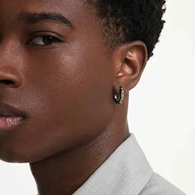 Dextera hoop earrings, Octagon shape, Round cut, Small, White