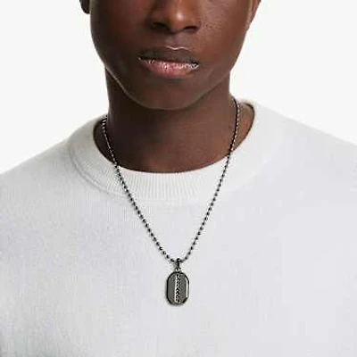 Dextera Octagon pendant, Octagon shape, Round cut, Black, Ruthenium plated by SWAROVSKI