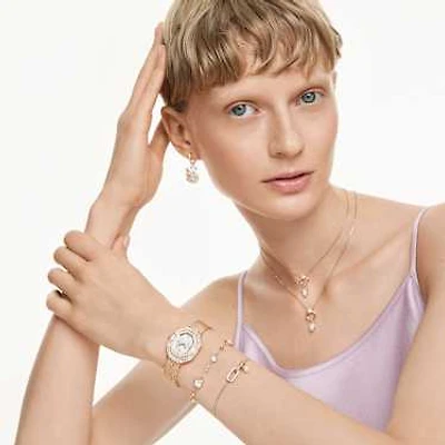 Constella bracelet, Crystal pearl, Round cut, White, Rose gold-tone plated by SWAROVSKI