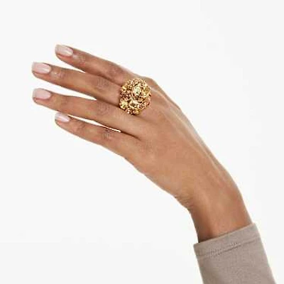 Gema cocktail ring, Mixed cuts, Yellow, Gold-tone plated by SWAROVSKI