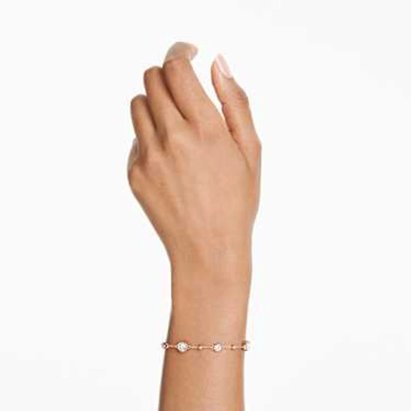 Imber bracelet, Round cut, White, Rose gold-tone plated by SWAROVSKI