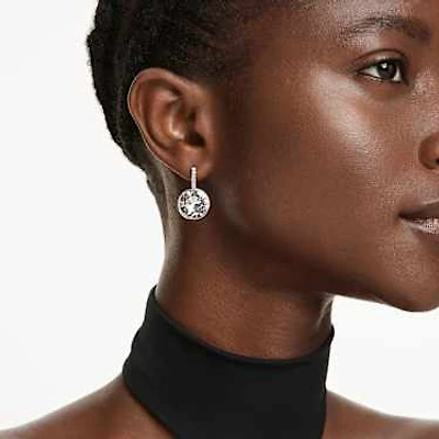 Millenia drop earrings, Round cut, White, Rhodium plated by SWAROVSKI