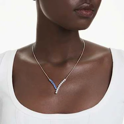 Matrix pendant, Mixed cuts, Blue, Rhodium plated by SWAROVSKI