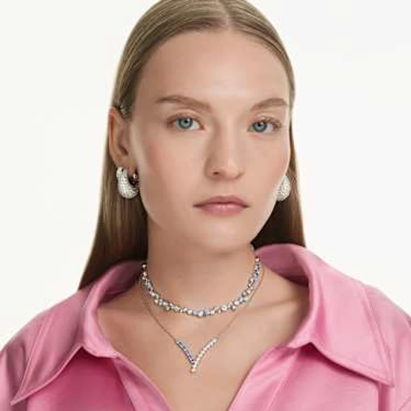 Matrix pendant, Mixed cuts, Blue, Rhodium plated by SWAROVSKI