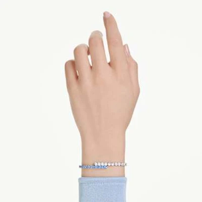 Matrix Tennis bracelet, Mixed cuts, Blue, Rhodium plated by SWAROVSKI