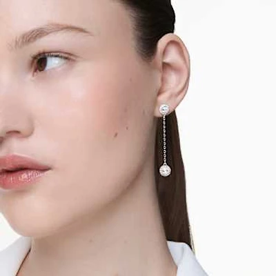 Una Angelic drop earrings, Round cut, White, Rhodium plated by SWAROVSKI