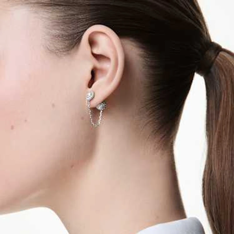 Una Angelic drop earrings, Round cut, White, Rhodium plated by SWAROVSKI