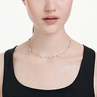 Una Angelic necklace, Round cut, Double sided motifs, White, Rhodium plated by SWAROVSKI