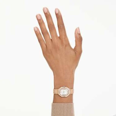Matrix octagon watch, Metal bracelet, Rose gold tone, Rose gold-tone finish by SWAROVSKI