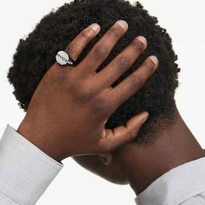 Dextera Octagon ring, shape, Round cut, Black, Ruthenium plated by SWAROVSKI