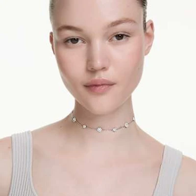 Una Angelic pendant, Round cut, Double sided motifs, White, Rhodium plated by SWAROVSKI
