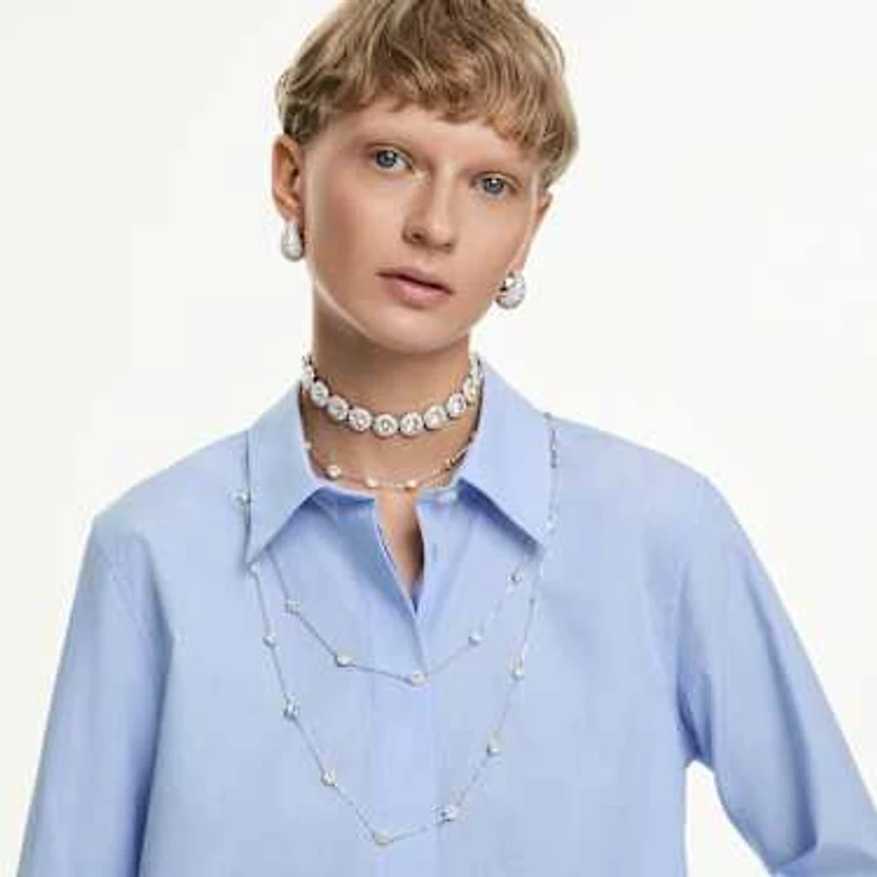 Una Angelic choker, White, Rhodium plated by SWAROVSKI
