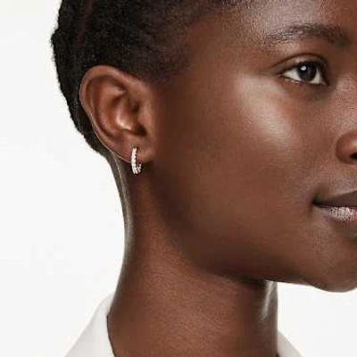 Matrix Vittore hoop earrings, Round cut, White, Gold-tone plated by SWAROVSKI