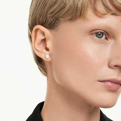 Octagon stud earrings, Lab-grown diamonds 1.0 ct tw, Octagon shape, 14K white gold by SWAROVSKI