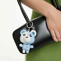 Teddy bag charm, Bear, Blue, Rhodium plated by SWAROVSKI