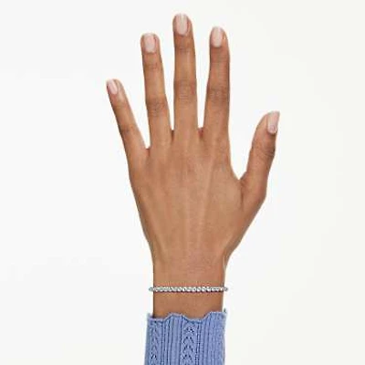 Imber Emily Tennis bracelet, Round cut, Blue, Rhodium plated by SWAROVSKI