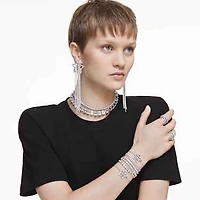 Imber Emily Tennis bracelet, Round cut, Blue, Rhodium plated by SWAROVSKI