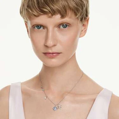 Symbolica pendant, Star, Blue, Rhodium plated by SWAROVSKI