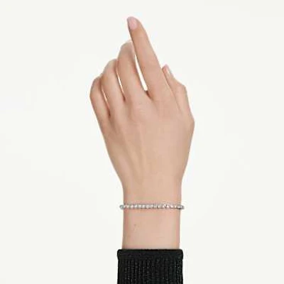 Imber Emily Tennis bracelet, Round cut, White, Rhodium plated by SWAROVSKI