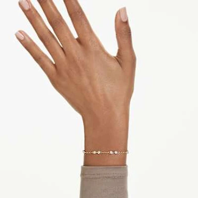 Swarovski Remix Collection strand, Round cut, White, Gold-tone plated by SWAROVSKI