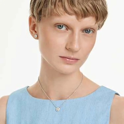 Una Angelic set, Round cut, White, Rhodium plated by SWAROVSKI