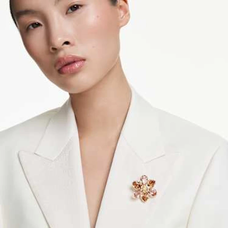 Idyllia pendant and brooch, Mixed cuts, Flower, Multicoloured, Gold-tone plated by SWAROVSKI