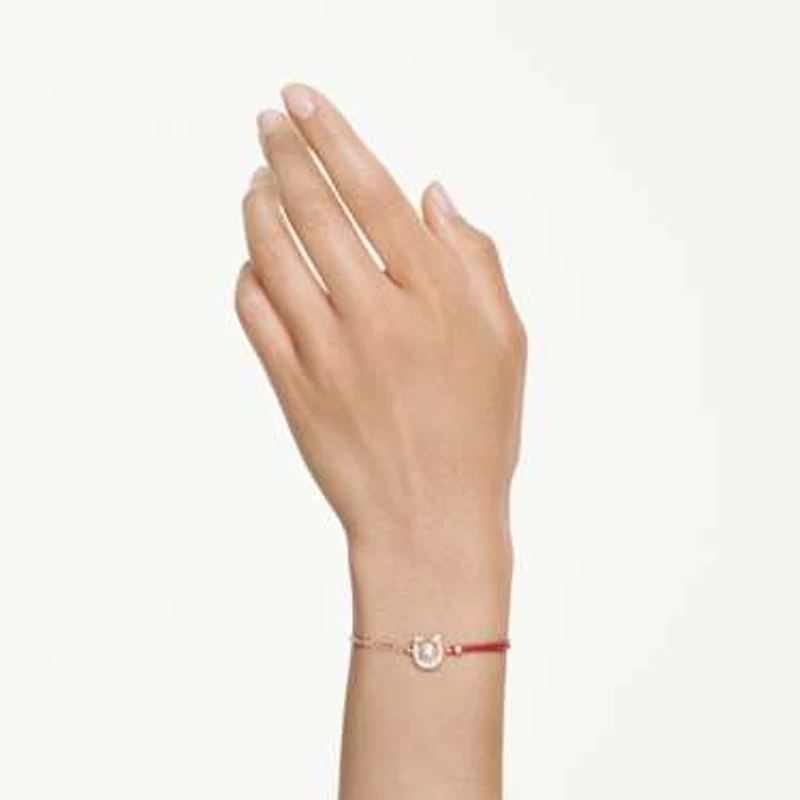 Symbolica bracelet, Crystal pearl, Pavé, Horseshoe, White, Rose gold-tone plated by SWAROVSKI