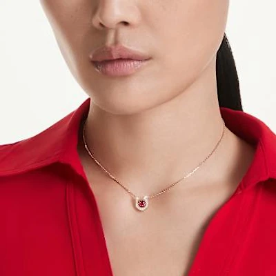 Symbolica pendant, Round cut, Pavé, Horseshoe, Red, Rose gold-tone plated by SWAROVSKI