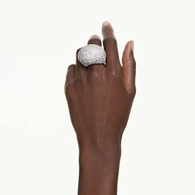 Sublima cocktail ring, Large, White, Rhodium plated by SWAROVSKI