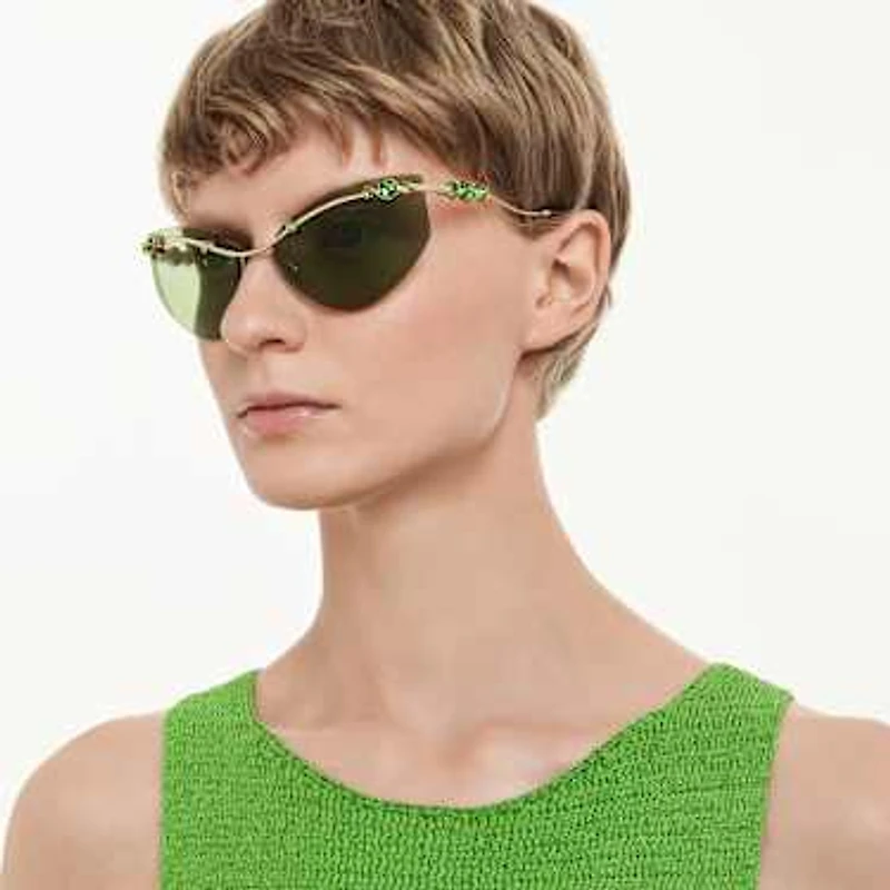 Sunglasses, Cat-eye shape, SK7039, Gold tone by SWAROVSKI