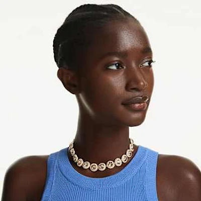 Una Angelic choker, Round cut, Caramel, Gold-tone plated by SWAROVSKI