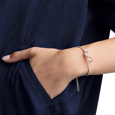 Lifelong Bow bangle, Bow, White, Mixed metal finish by SWAROVSKI