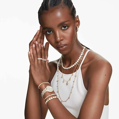 Una Angelic bracelet, Round cut, Pavé, Medium, White