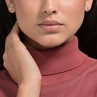 Stilla Attract stud earrings, Square cut, White, Rose gold-tone plated by SWAROVSKI