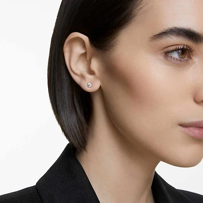 Stilla Attract stud earrings, Round cut, White