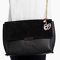 Infinite bag charm, Infinity and heart, White, Mixed metal finish by SWAROVSKI