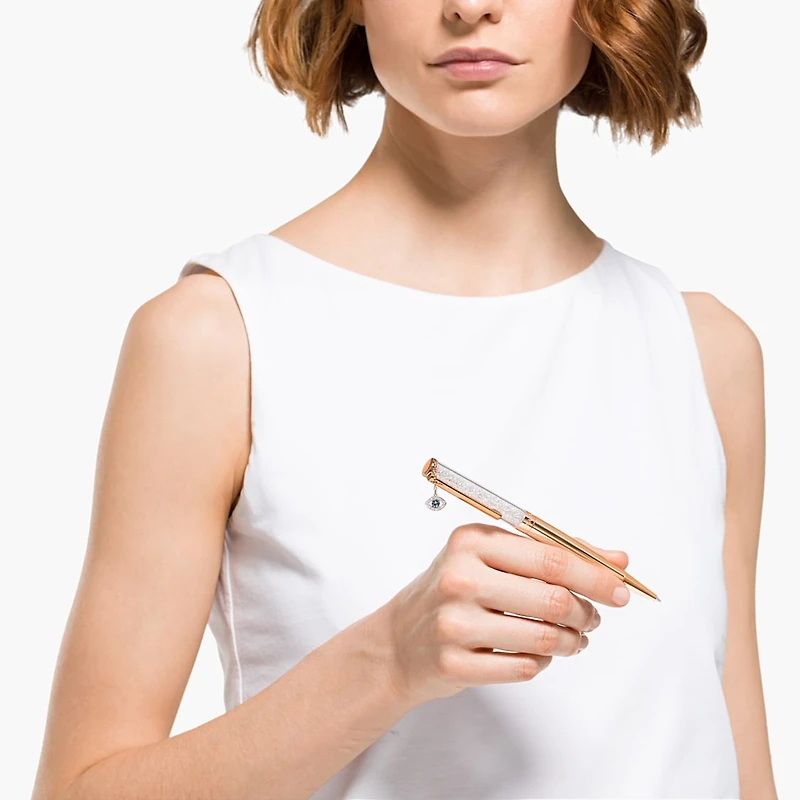 Crystalline ballpoint pen, Evil eye, Rose gold tone, Rose gold-tone plated by SWAROVSKI