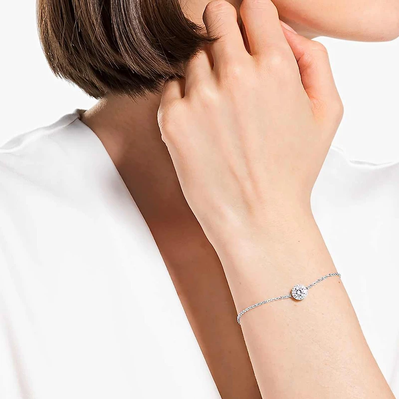 Una Angelic bracelet, Mixed round cuts, White, Rhodium plated by SWAROVSKI